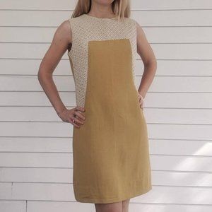 60s Lace Neutral Dress Vintage Sleeveless Shift S